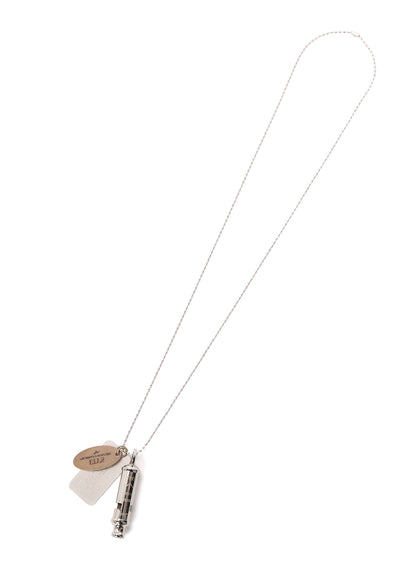 STAINLESS STEEL WHISTLE NECKLACE WITH BRASS TAG