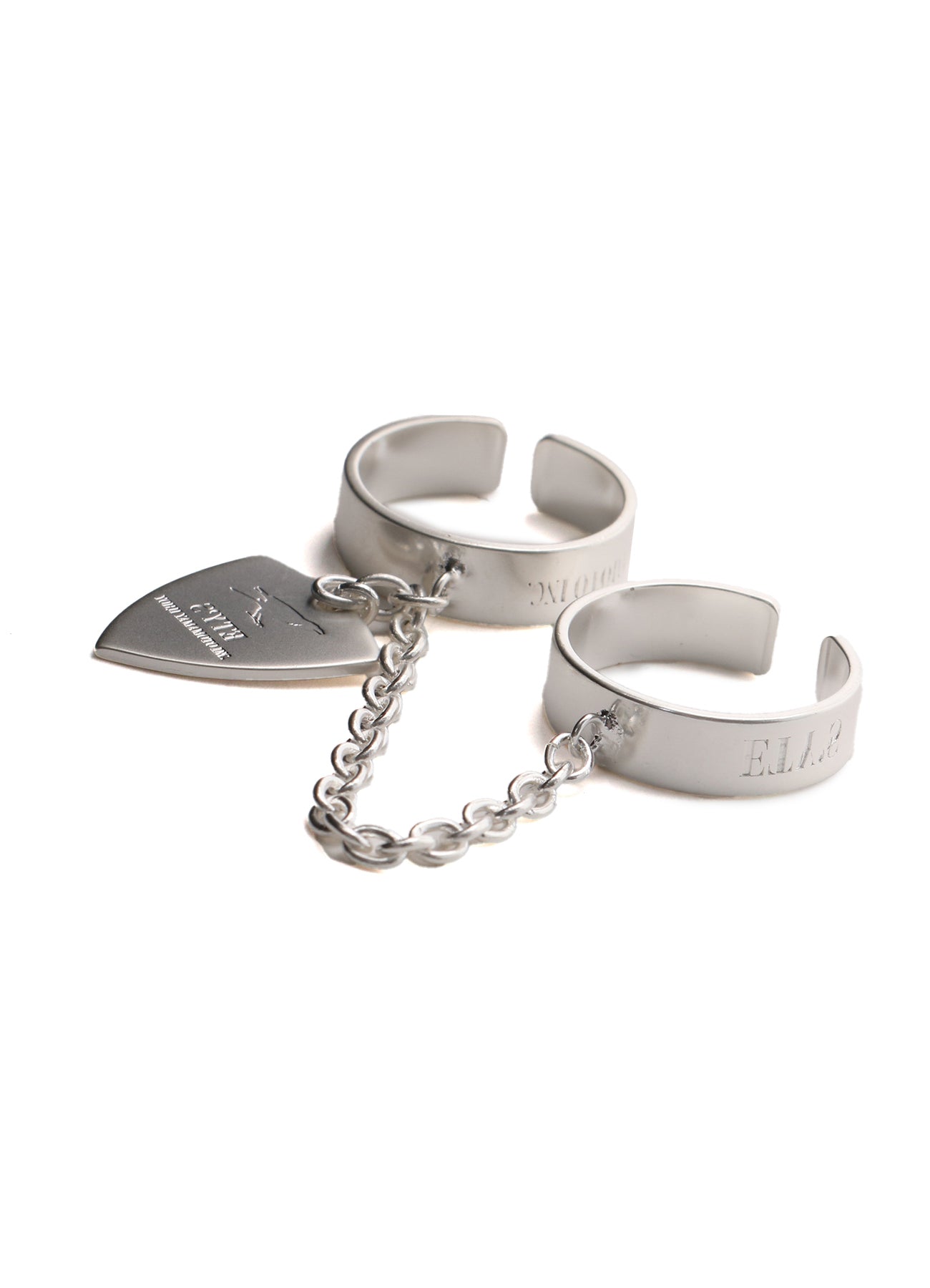 PICK ACCENT CHAIN‑LINKED DOUBLE RING – THE SHOP YOHJI YAMAMOTO
