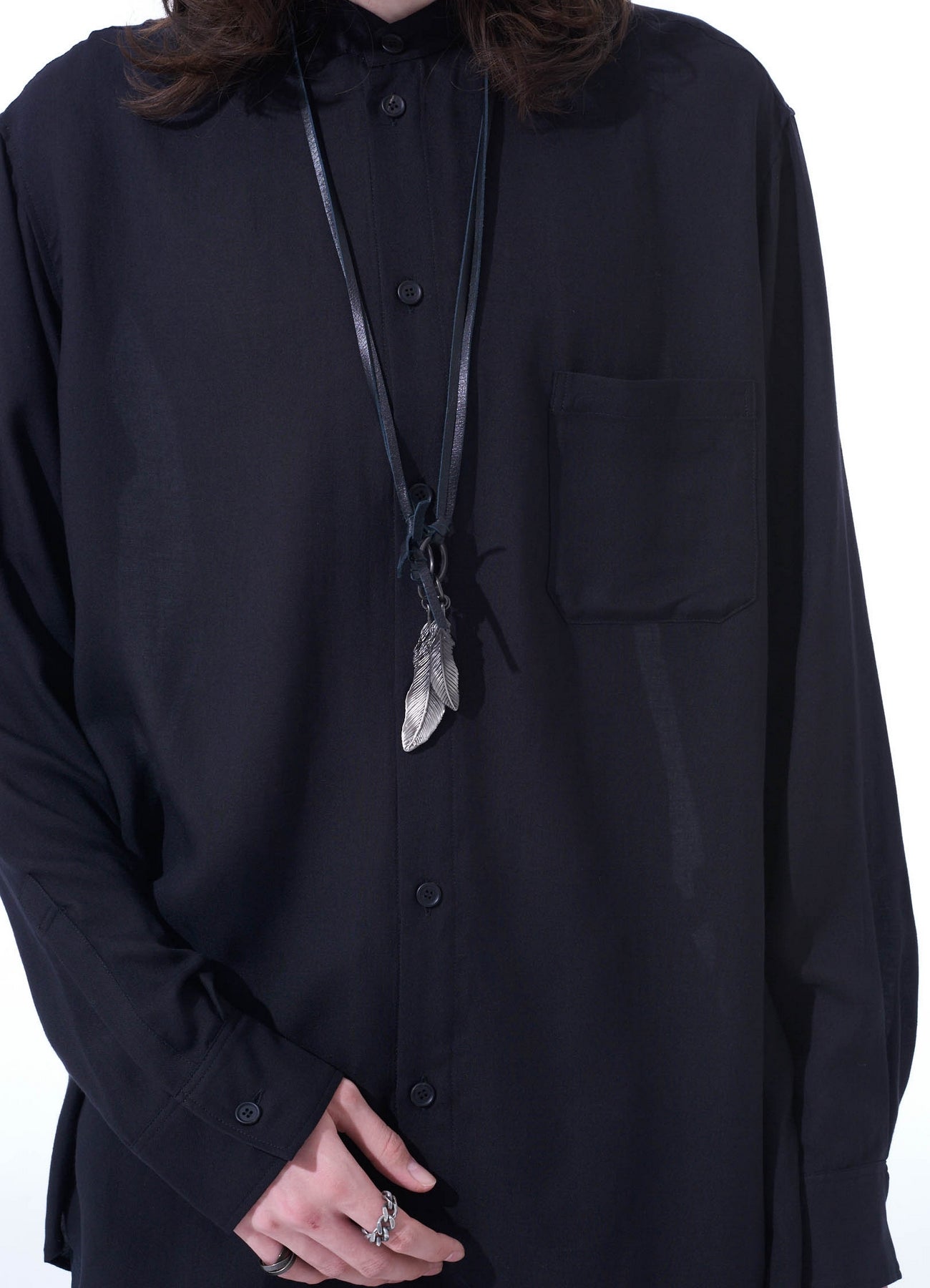 LEATHER CORD BRASS FEATHER NECKLACE – THE SHOP YOHJI YAMAMOTO