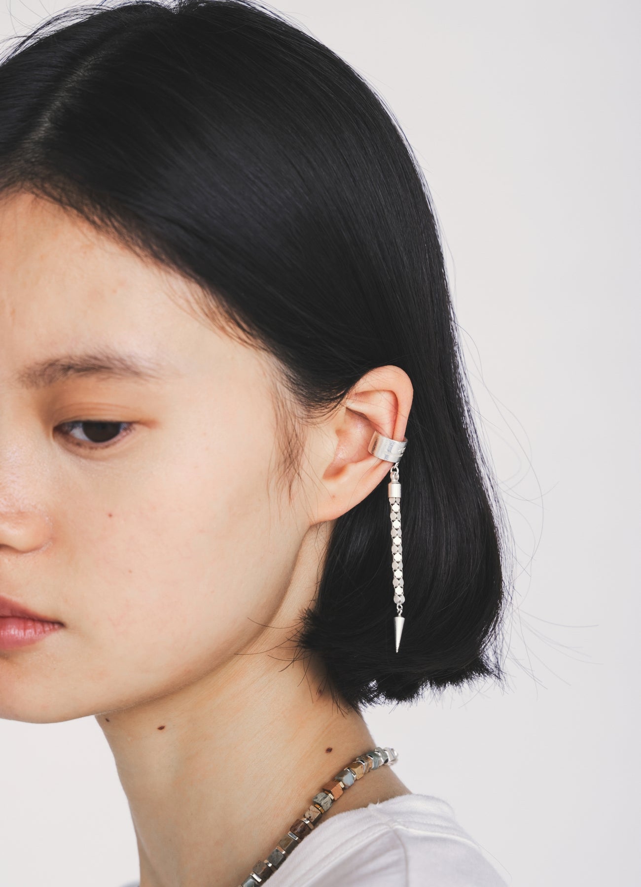 WOVEN KAGOME PATTERN CHAIN EAR CUFF