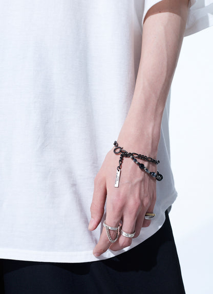 BLACK ONYX + GLASS BEADS BRASS BRACELET
