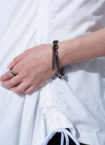BLACK ONYX + GLASS BEADS BRASS BRACELET
