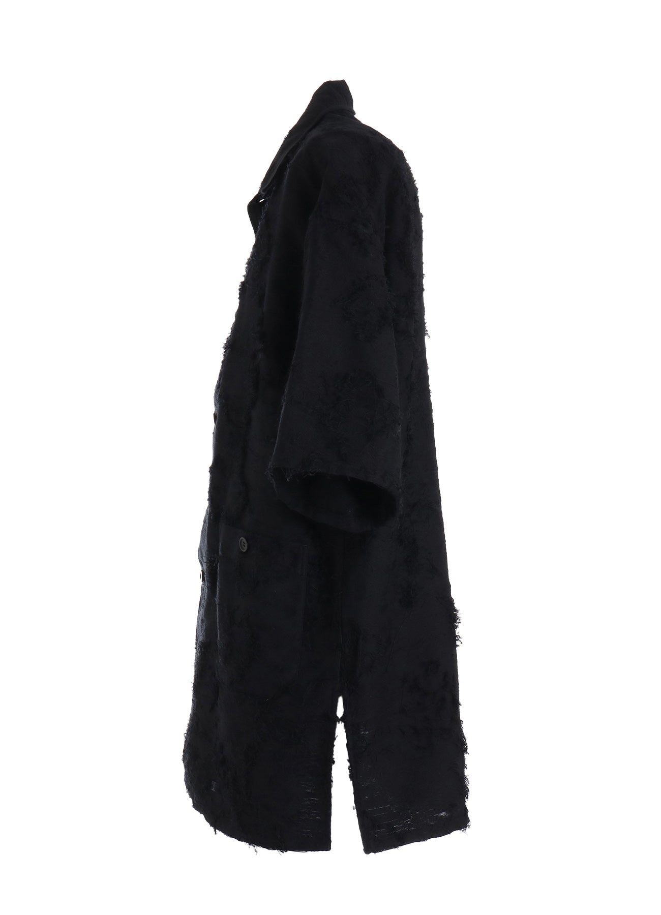 COTTON BOTANICAL SHEER JACQUARD OPEN COLLAR SHORT-SLEEVE SHIRT