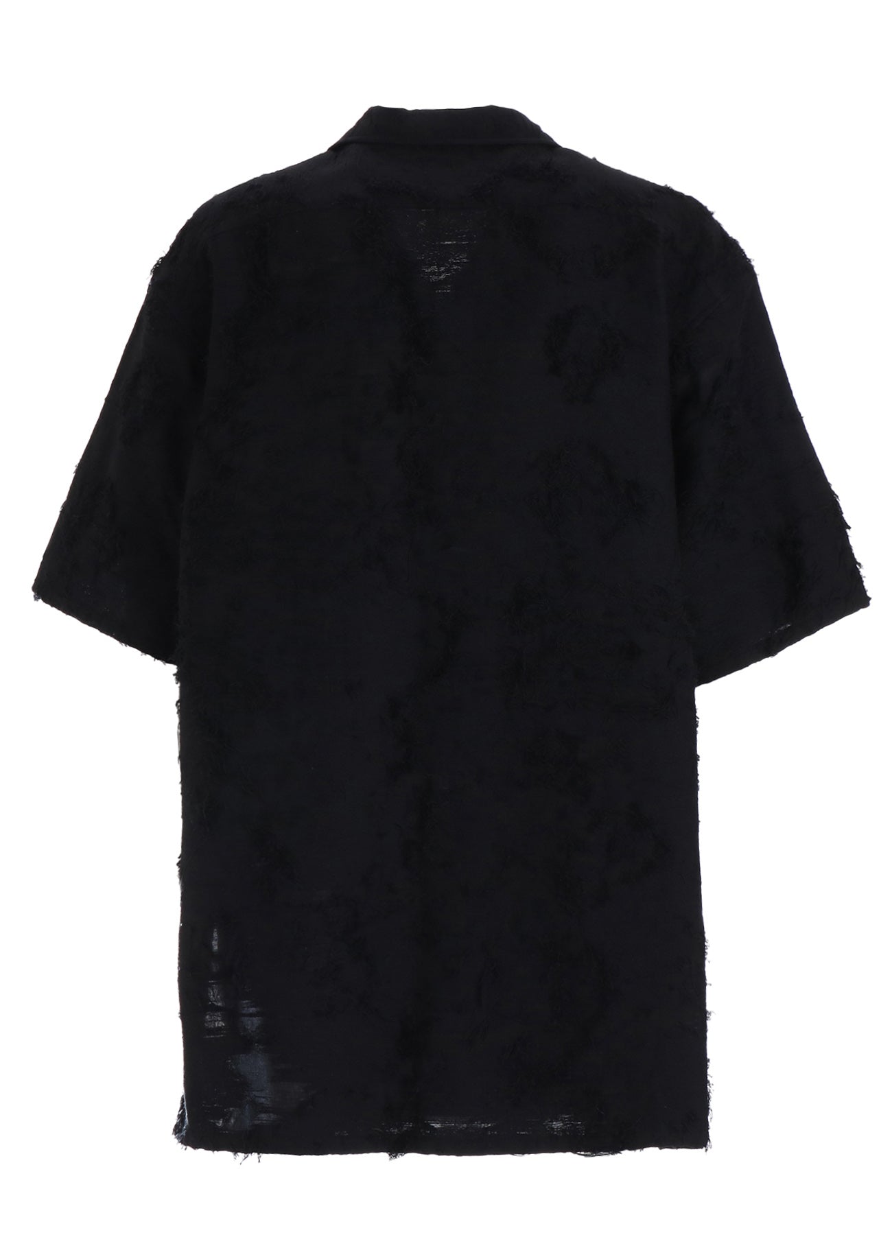 COTTON BOTANICAL SHEER JACQUARD OPEN COLLAR SHORT-SLEEVE SHIRT