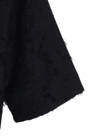 COTTON BOTANICAL SHEER JACQUARD OPEN COLLAR SHORT-SLEEVE SHIRT