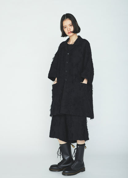 COTTON BOTANICAL SHEER JACQUARD OPEN COLLAR SHORT-SLEEVE SHIRT