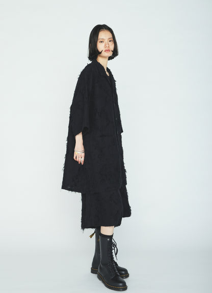 COTTON BOTANICAL SHEER JACQUARD OPEN COLLAR SHORT-SLEEVE SHIRT