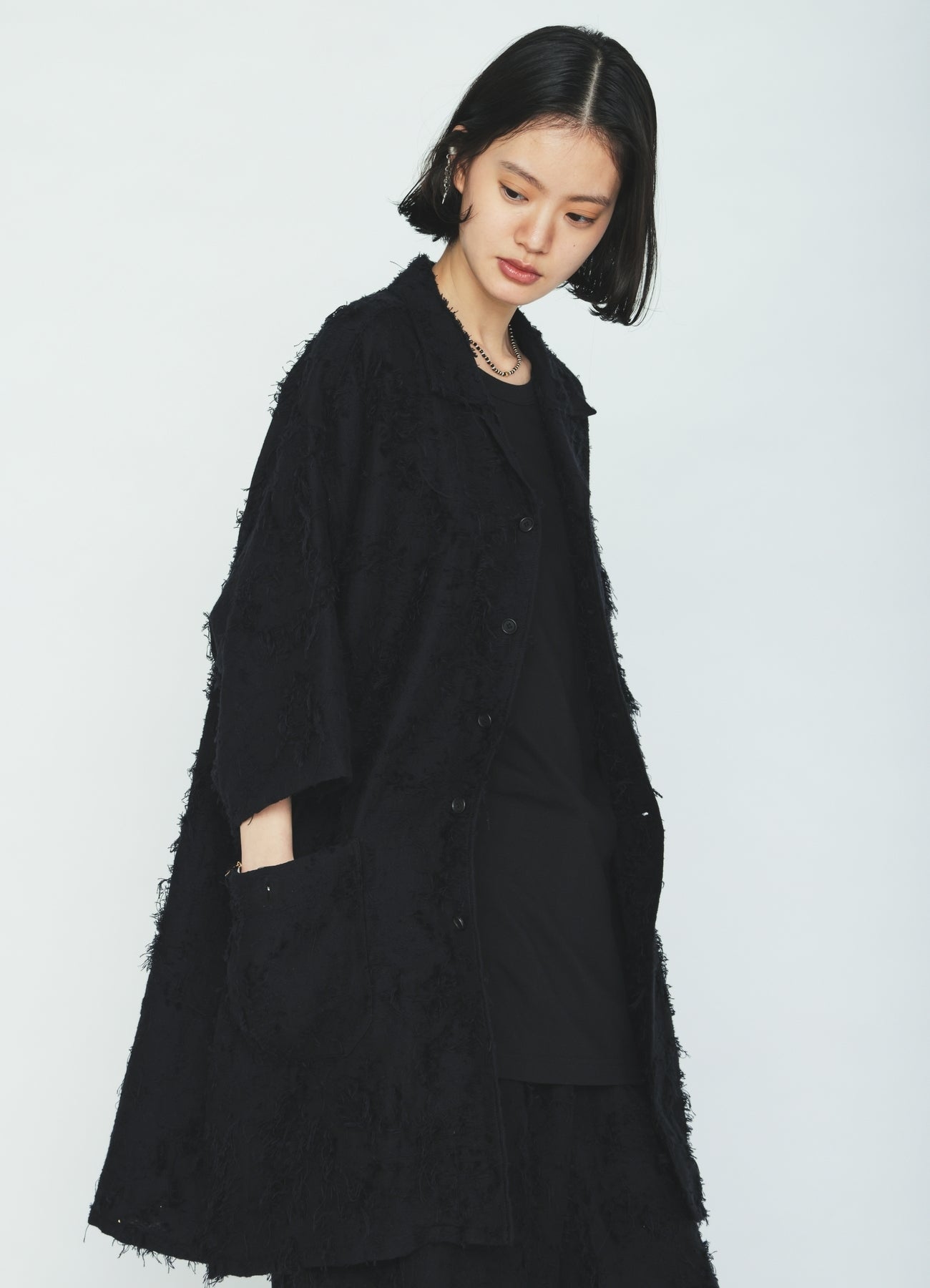 COTTON BOTANICAL SHEER JACQUARD OPEN COLLAR SHORT-SLEEVE SHIRT