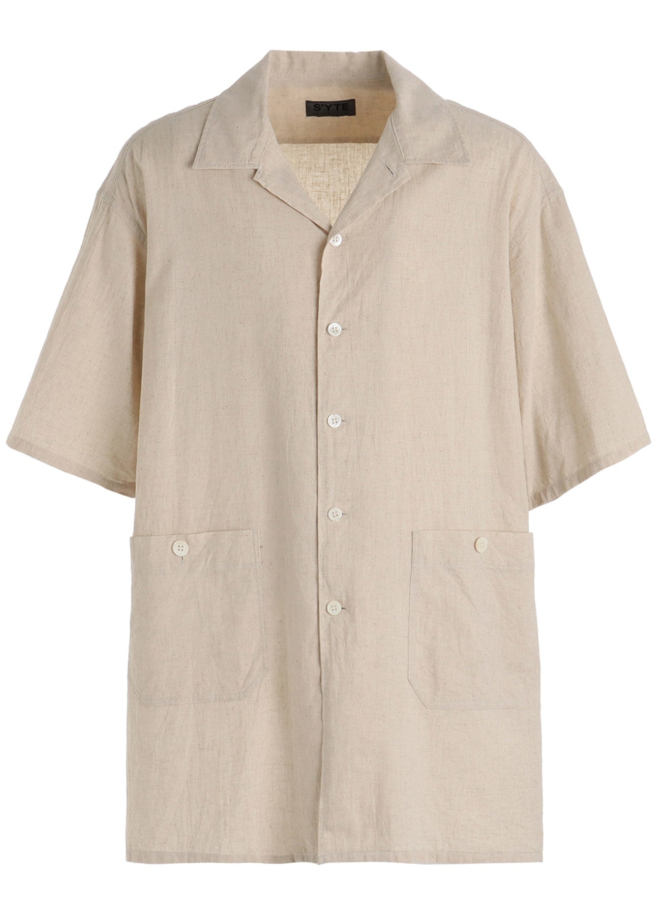 Cotton-Linen Poplin OPEN COLLAR SHORT-SLEEVE SHIRT – THE SHOP