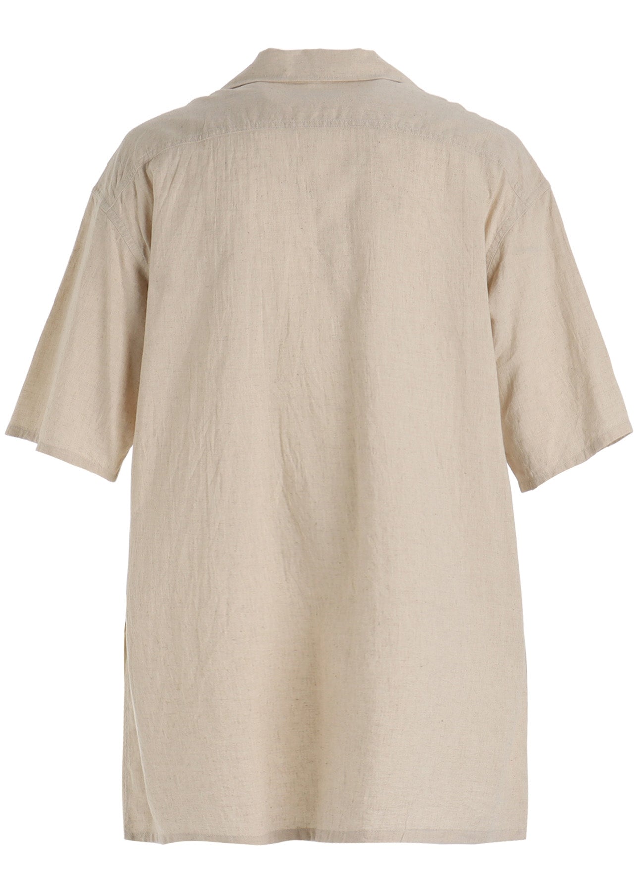 Cotton-Linen Poplin OPEN COLLAR SHORT-SLEEVE SHIRT