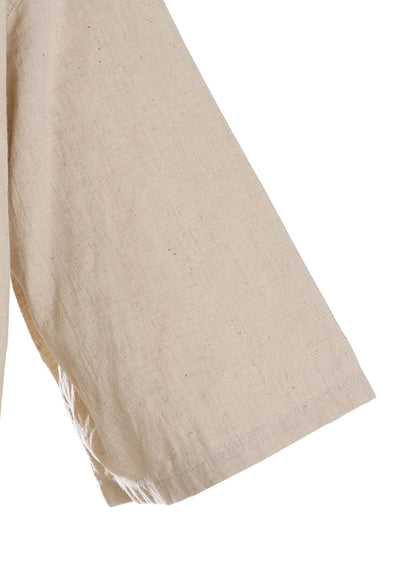 Cotton-Linen Poplin OPEN COLLAR SHORT-SLEEVE SHIRT