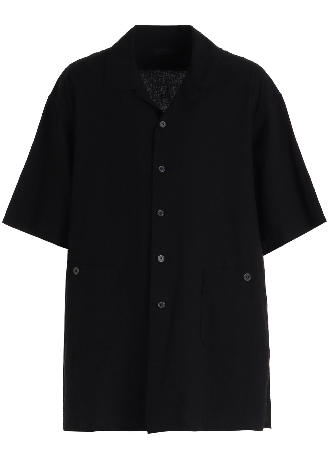Cotton-Linen Poplin OPEN COLLAR SHORT-SLEEVE SHIRT