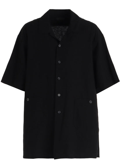 Cotton-Linen Poplin OPEN COLLAR SHORT-SLEEVE SHIRT