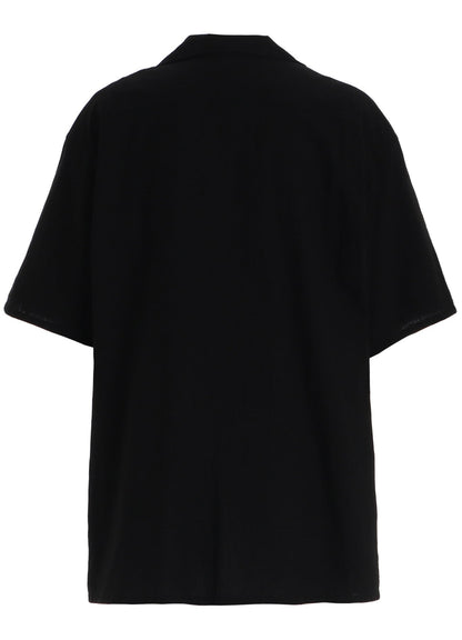 Cotton-Linen Poplin OPEN COLLAR SHORT-SLEEVE SHIRT