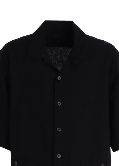 Cotton-Linen Poplin OPEN COLLAR SHORT-SLEEVE SHIRT