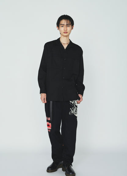 100/2 COTTON BROAD FLOATING POCKETS OPEN COLLAR SHIRT