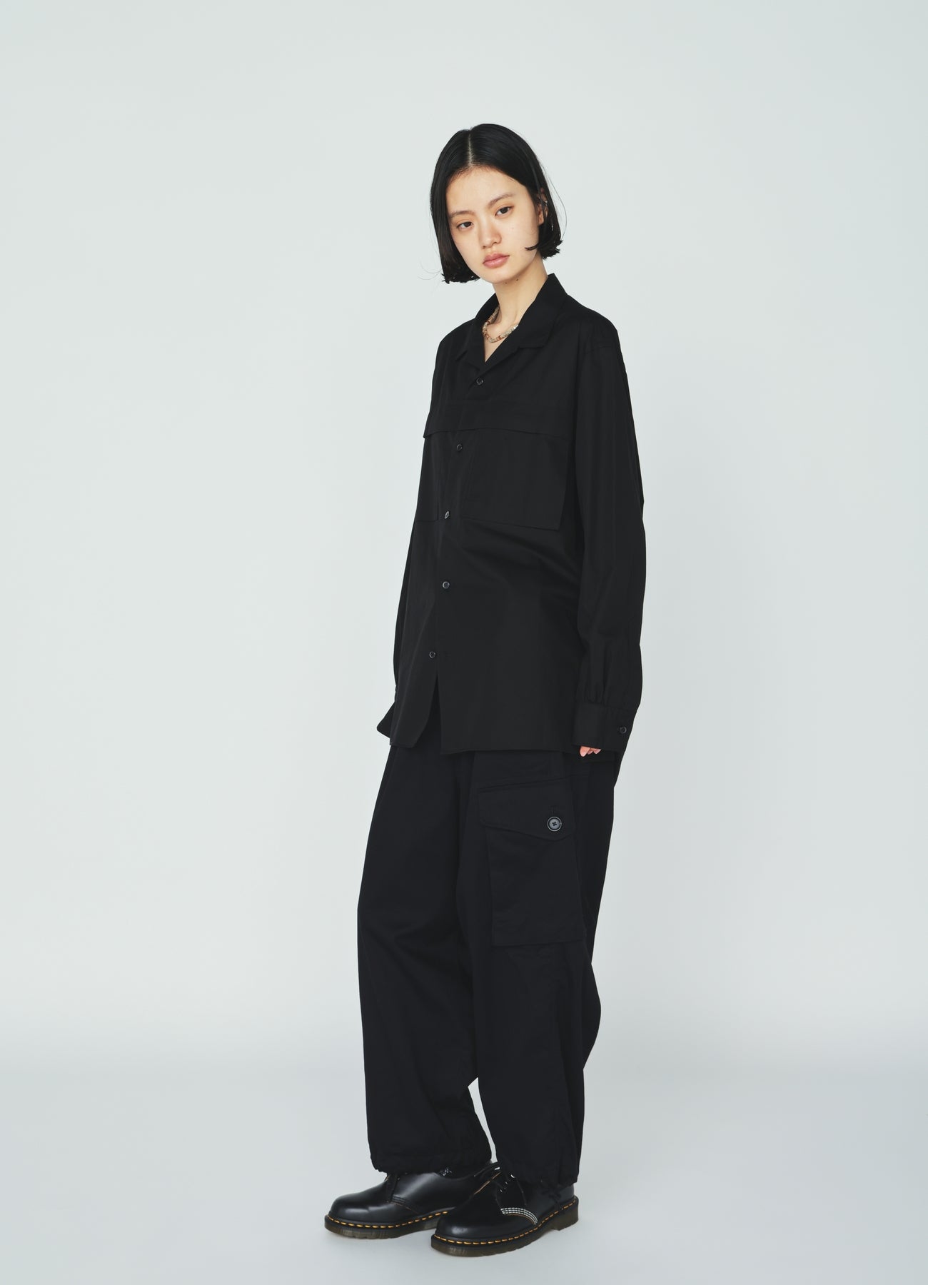 100/2 COTTON BROAD FLOATING POCKETS OPEN COLLAR SHIRT