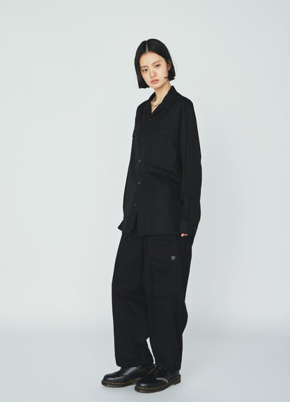 100/2 COTTON BROAD FLOATING POCKETS OPEN COLLAR SHIRT