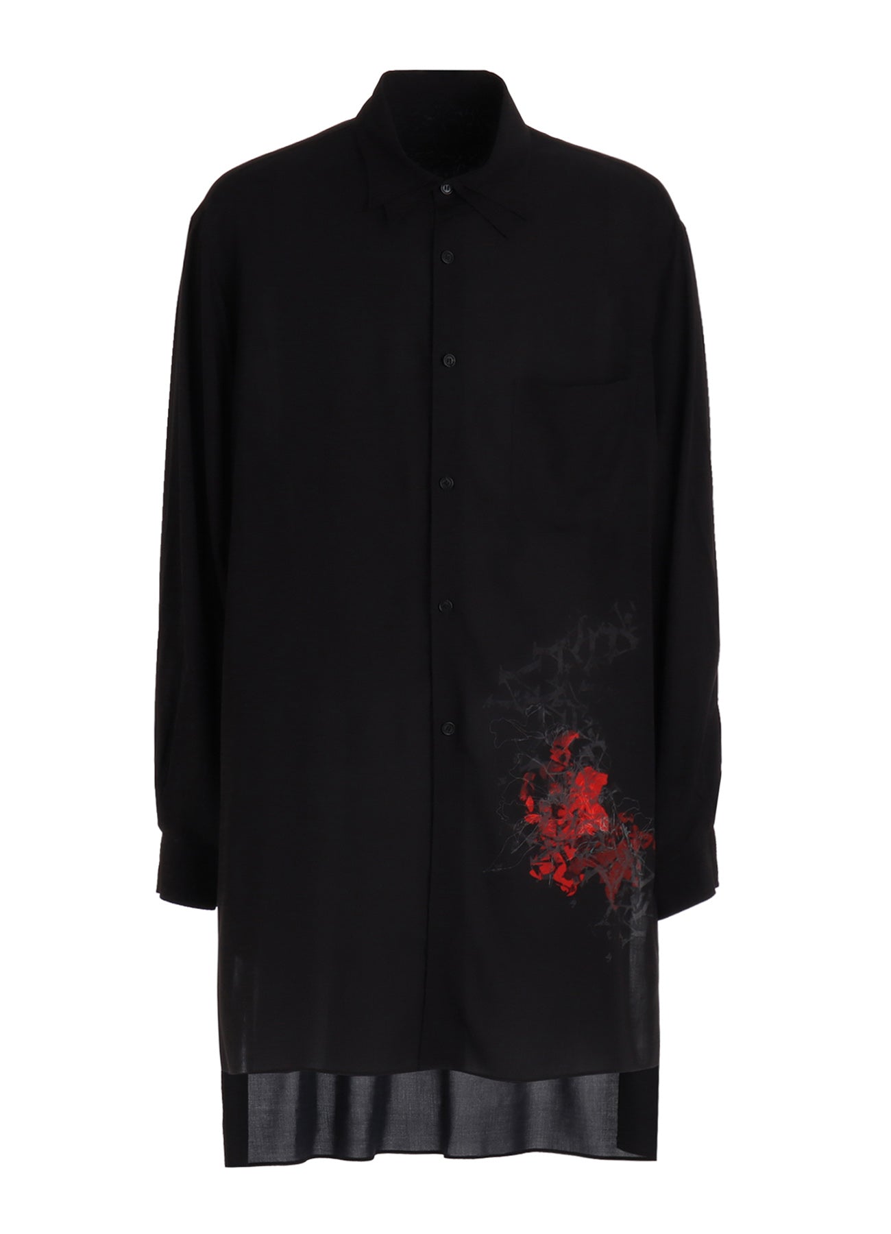 RAYON “Y” LETTER AND RED FLOWER PRINT LAYERED-COLLAR SHIRT – THE