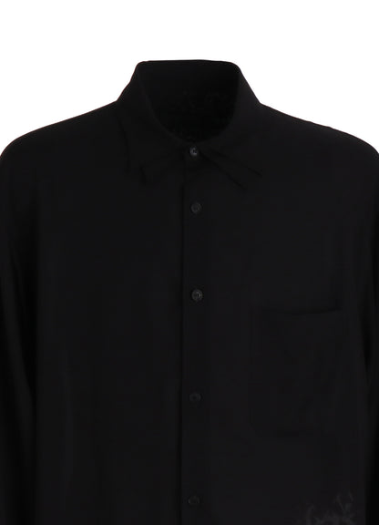 RAYON “Y” LETTER AND RED FLOWER PRINT LAYERED-COLLAR SHIRT