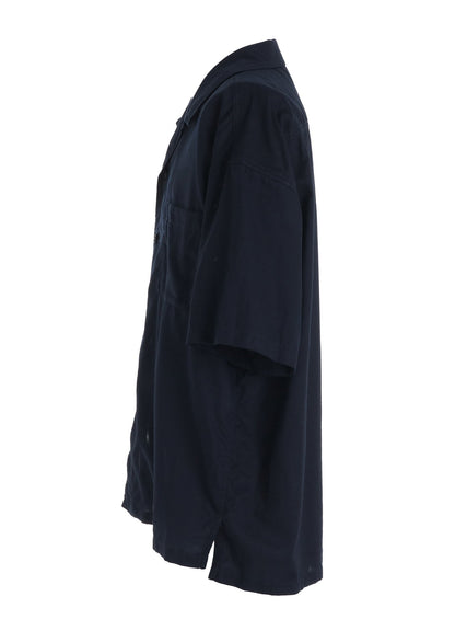 ORGANIC COTTON WASHER HALF SHIRT WITH  SASHIKO EMBROIDERY