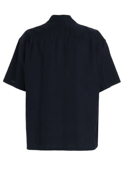 ORGANIC COTTON WASHER HALF SHIRT WITH  SASHIKO EMBROIDERY
