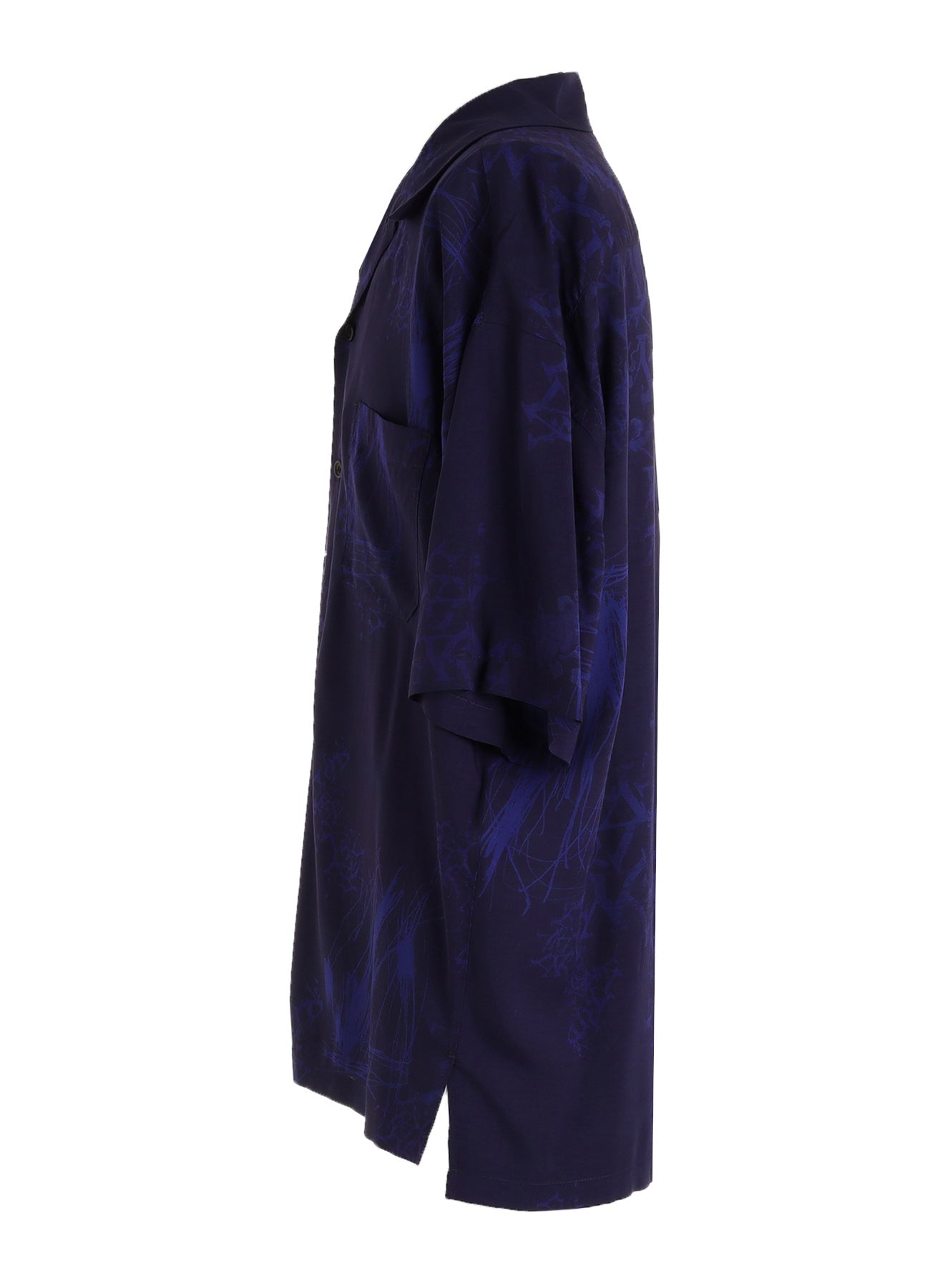 RAYON “Y” LETTER AND INDIAN MOTIF PRINT OPEN COLLAR SHIRT