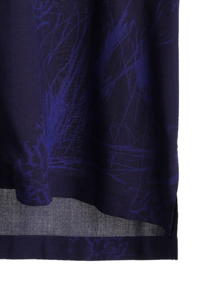 RAYON “Y” LETTER AND INDIAN MOTIF PRINT OPEN COLLAR SHIRT