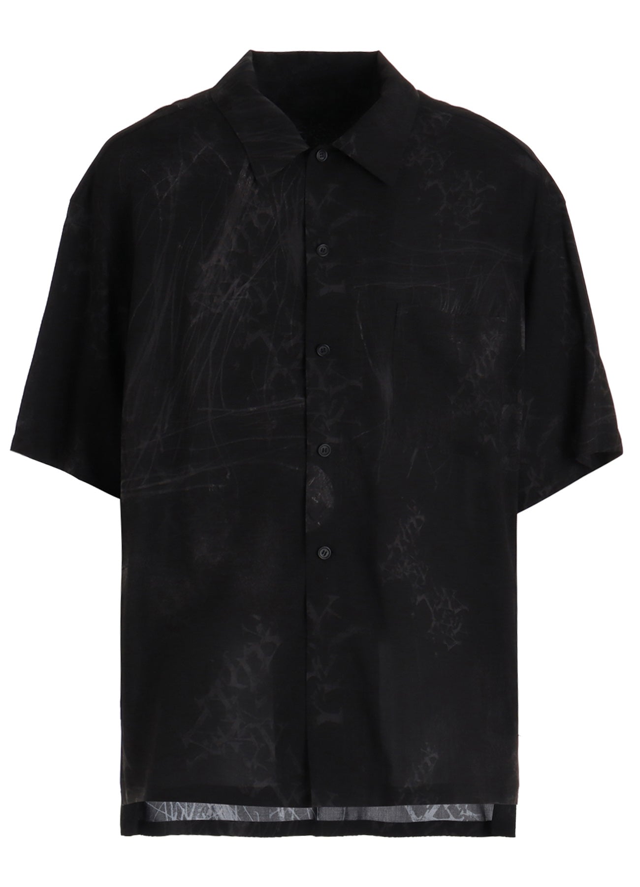 RAYON “Y” LETTER AND SUN‑MOON PRINT OPEN COLLAR SHIRT
