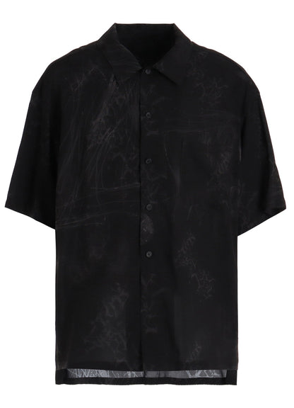 RAYON “Y” LETTER AND SUN‑MOON PRINT OPEN COLLAR SHIRT