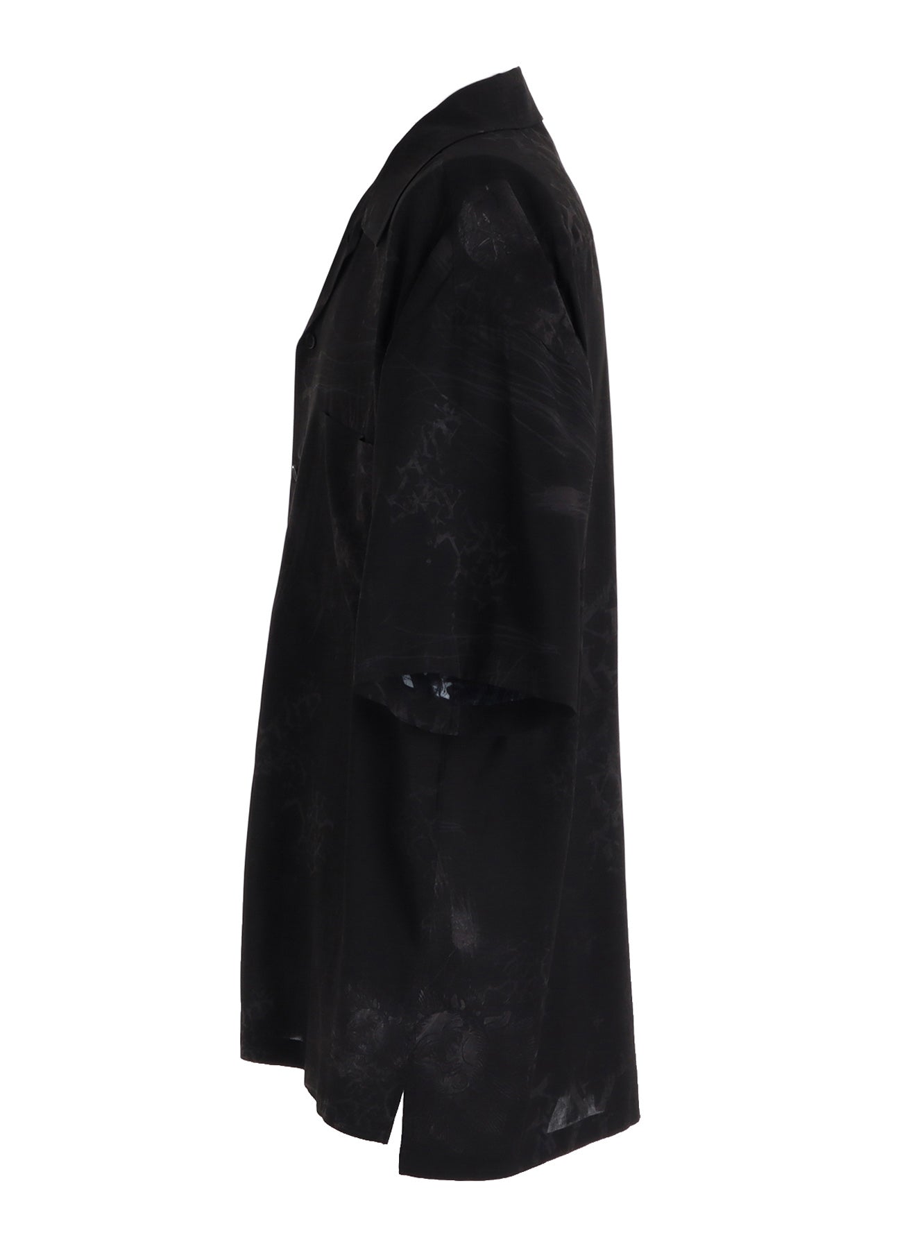 RAYON “Y” LETTER AND SUN‑MOON PRINT OPEN COLLAR SHIRT