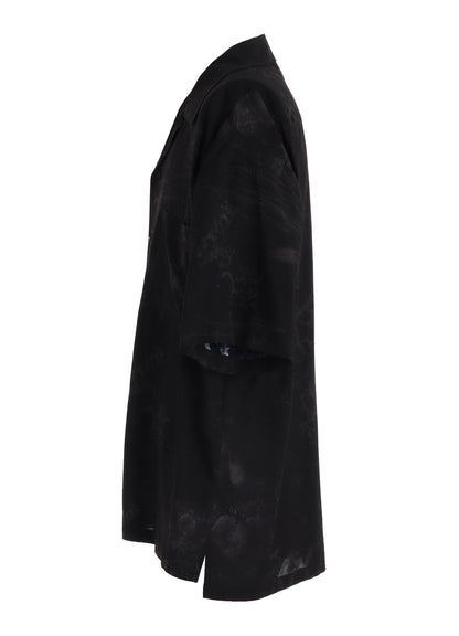 RAYON “Y” LETTER AND SUN‑MOON PRINT OPEN COLLAR SHIRT