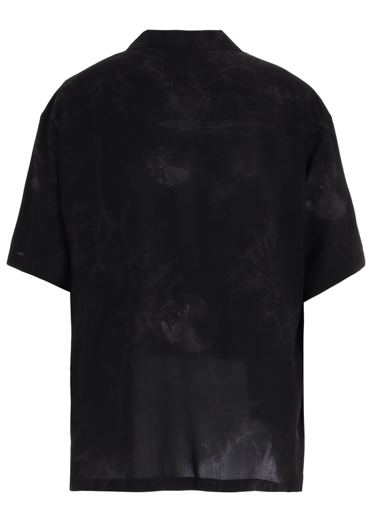 RAYON “Y” LETTER AND SUN‑MOON PRINT OPEN COLLAR SHIRT