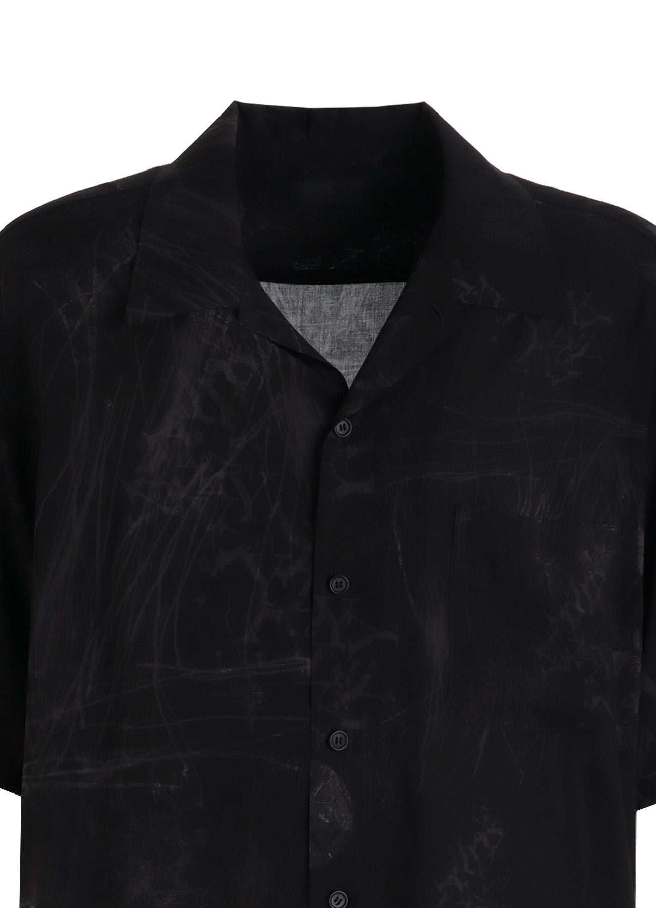 RAYON “Y” LETTER AND SUN‑MOON PRINT OPEN COLLAR SHIRT