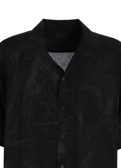 RAYON “Y” LETTER AND SUN‑MOON PRINT OPEN COLLAR SHIRT