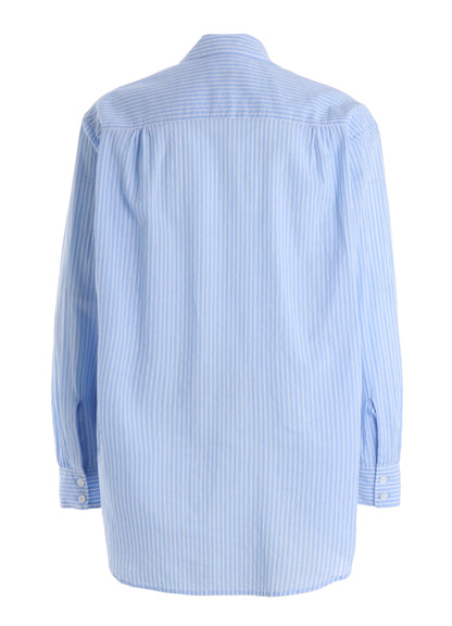 COTTON STRIPED HEAD IN HANDS PRINT RIBON SHIRT