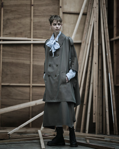 COTTON STRIPED HEAD IN HANDS PRINT RIBON SHIRT