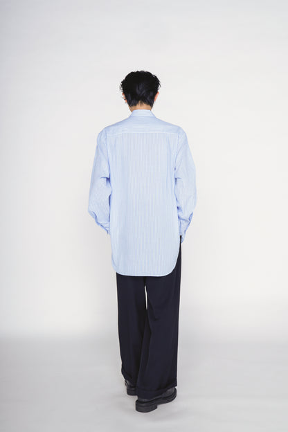 COTTON STRIPED HEAD IN HANDS PRINT RIBON SHIRT