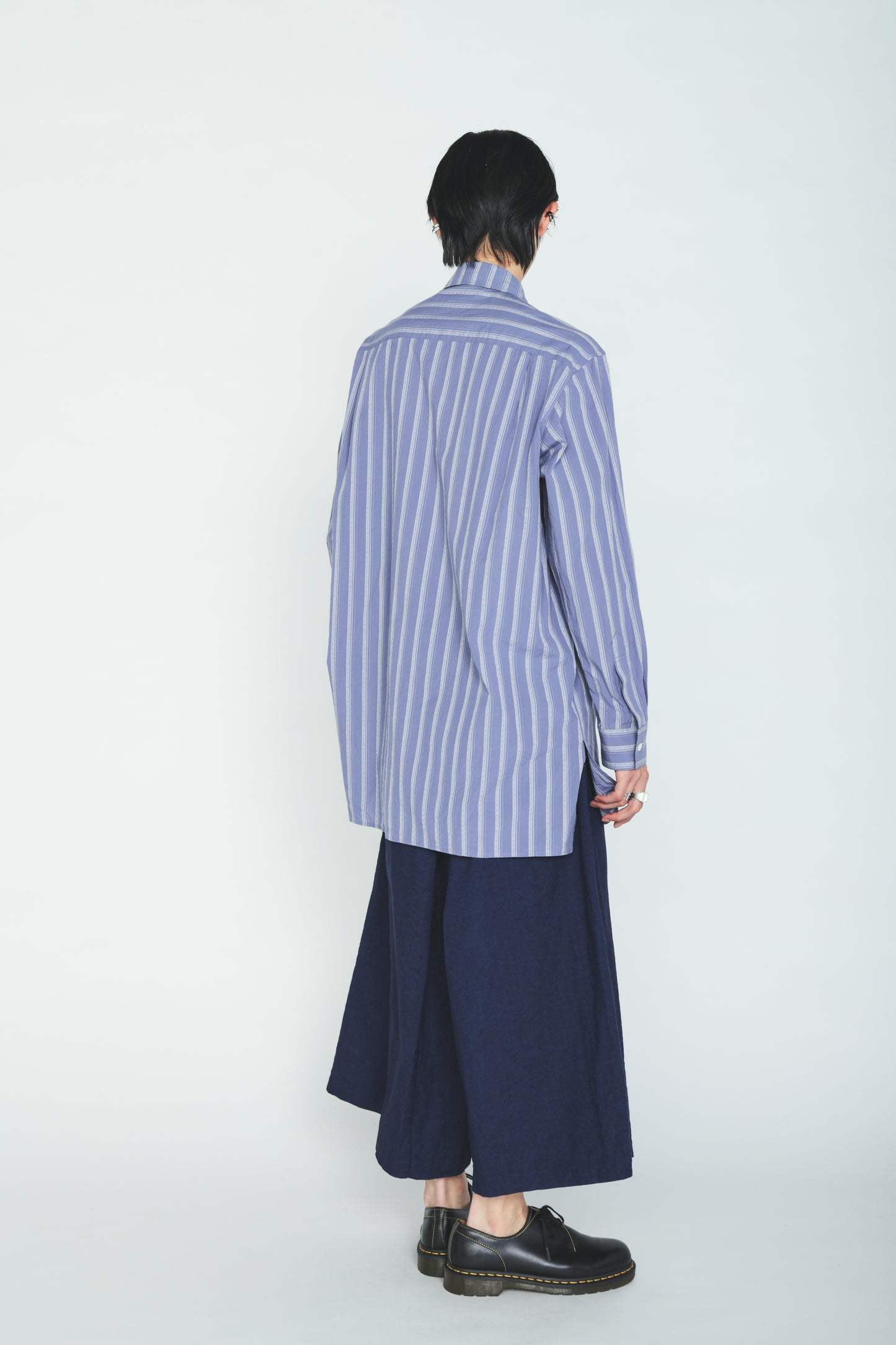 COTTON STRIPED HORSE RIDER PRINT DRAPE SHIRT