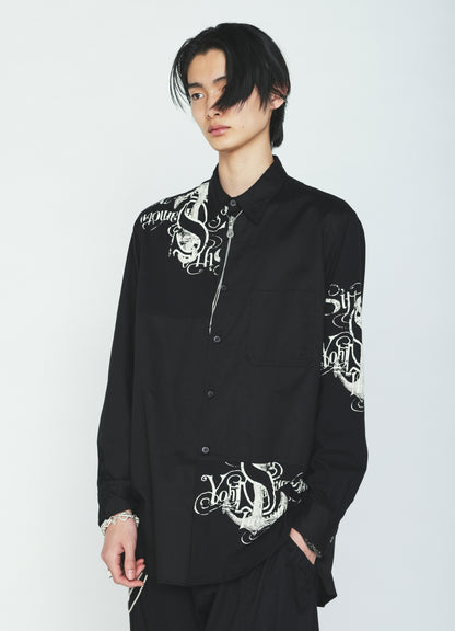 PRINTED PATCHWORK COTTON JERSEY REGULAR SHIRT
