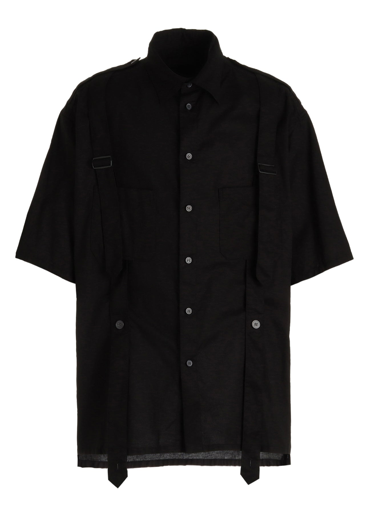 COTTON TWILL BELT REGULAR COLLAR SHORT-SLEEVE SHIRT