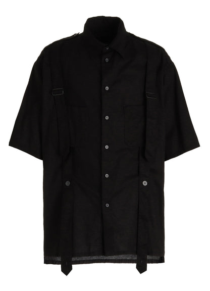 COTTON TWILL BELT REGULAR COLLAR SHORT-SLEEVE SHIRT