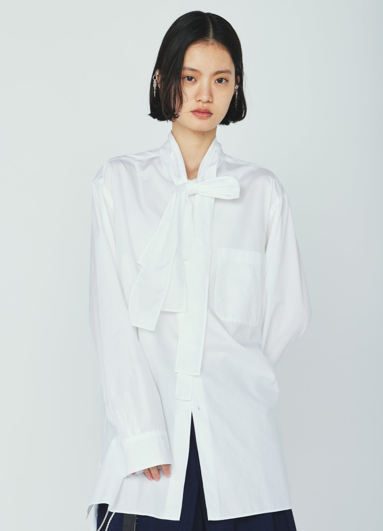 100/2 COTTON BROAD DRAPE-COLLAR SHIRT