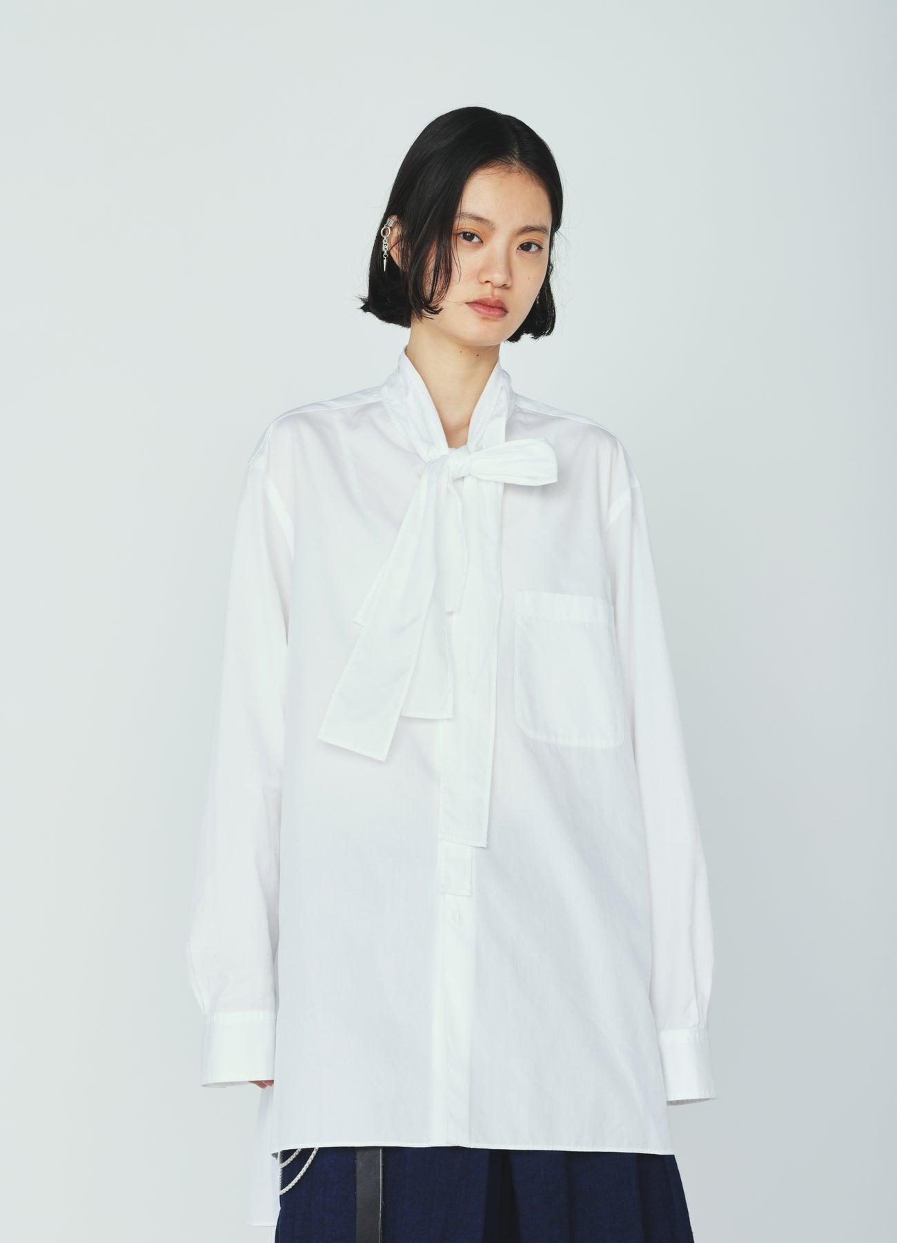 100/2 COTTON BROAD DRAPE-COLLAR SHIRT
