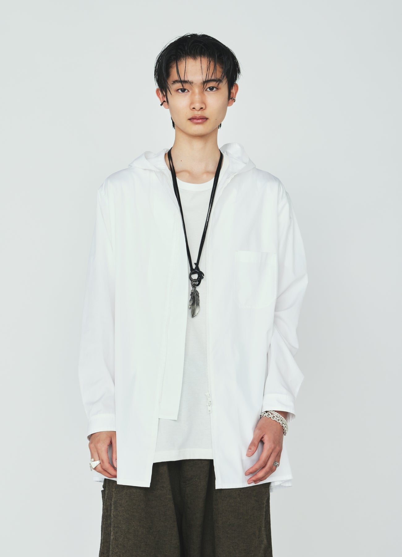 100/2 COTTON BROAD ZIP-UP HOODED SHIRT