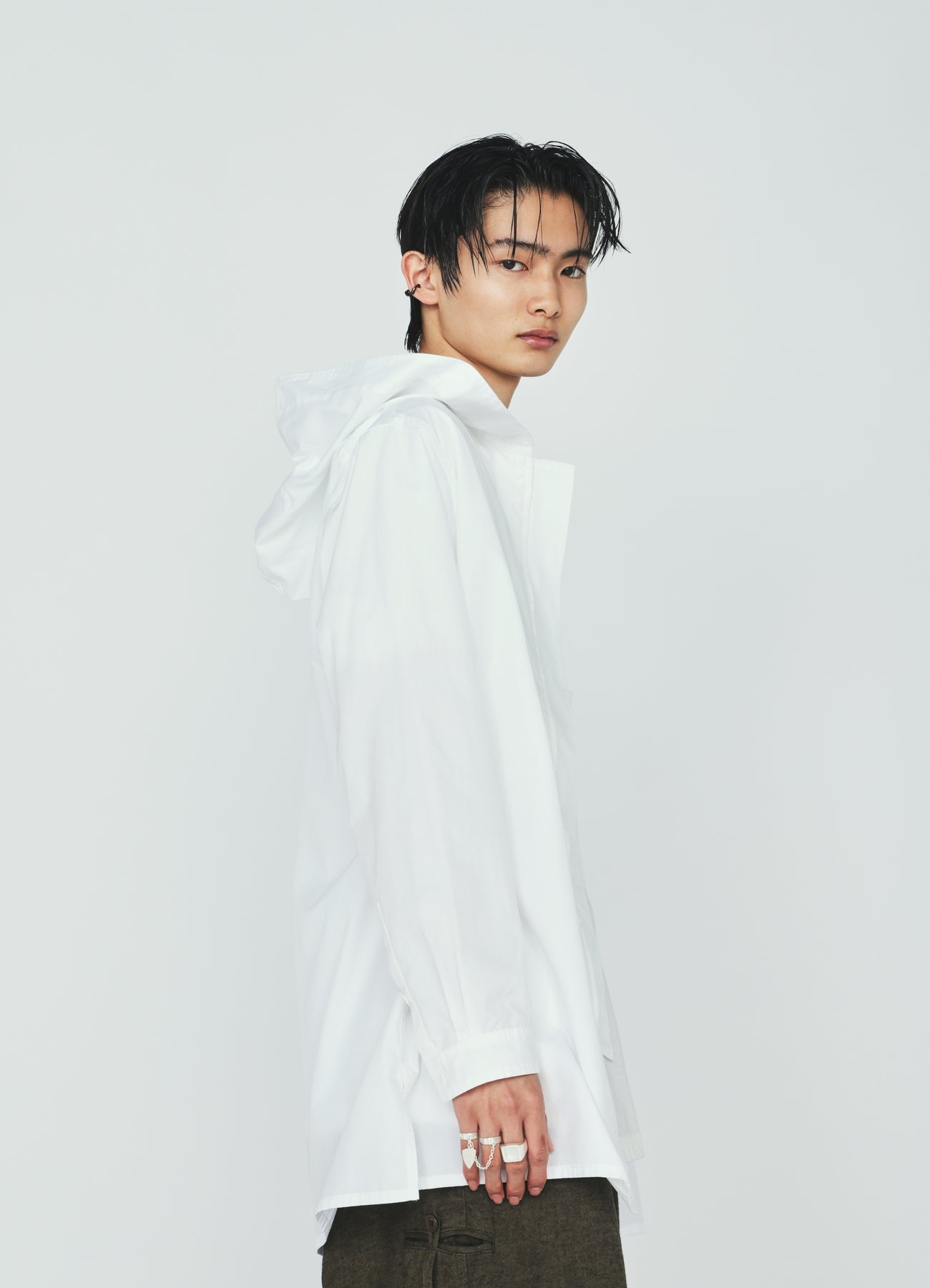 100/2 COTTON BROAD ZIP-UP HOODED SHIRT