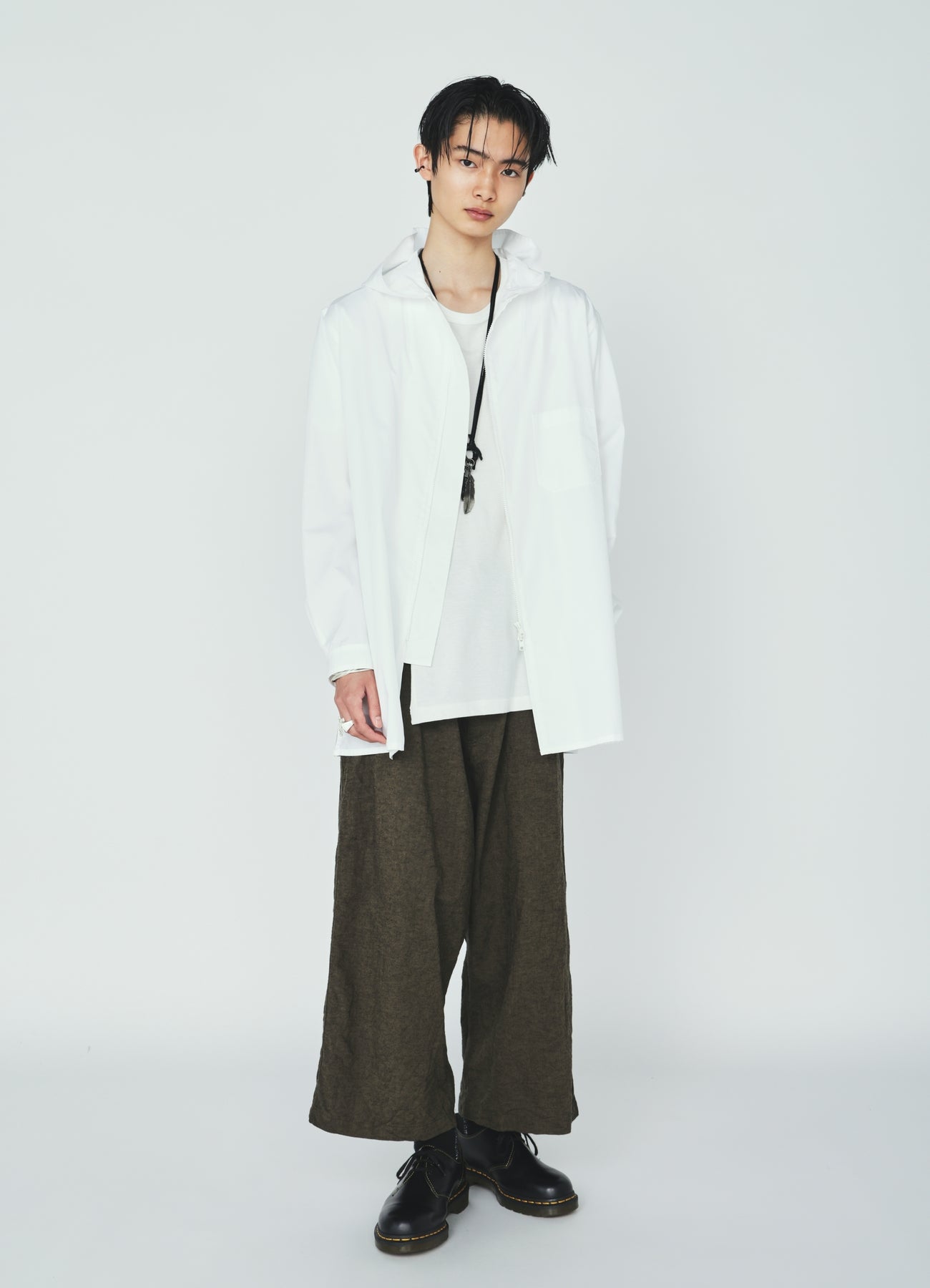 100/2 COTTON BROAD ZIP-UP HOODED SHIRT