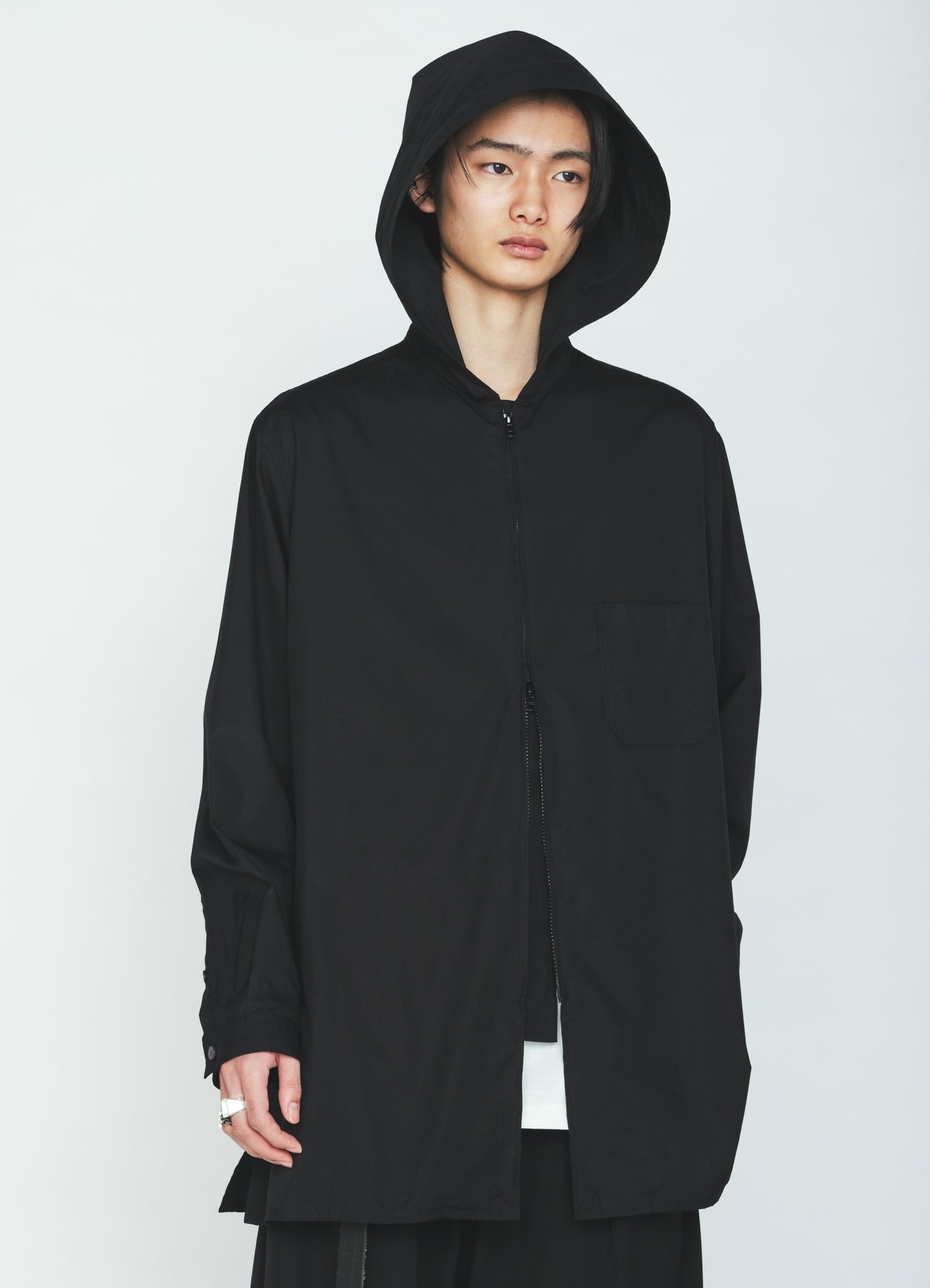 100/2 COTTON BROAD ZIP-UP HOODED SHIRT