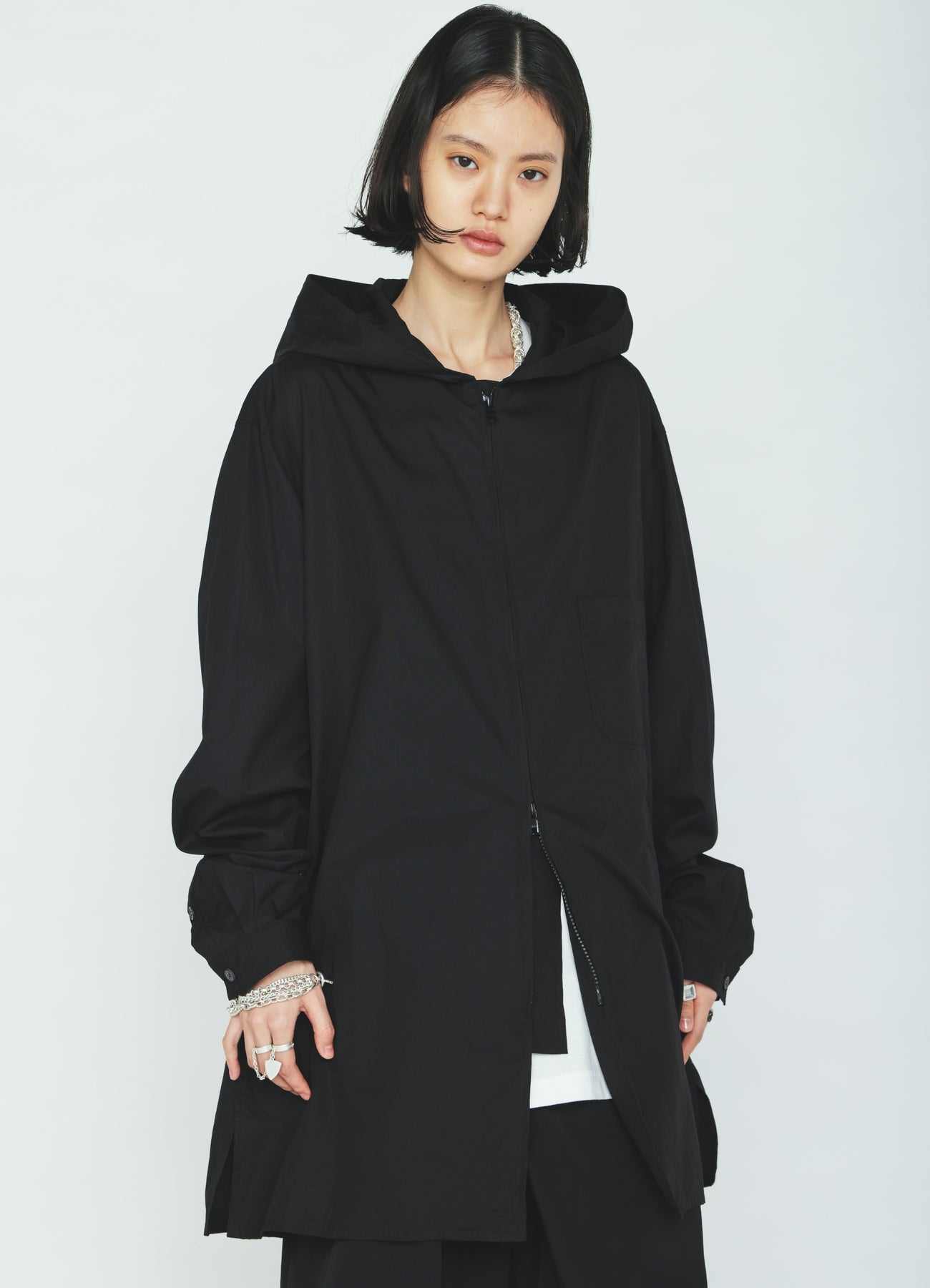 100/2 COTTON BROAD ZIP-UP HOODED SHIRT