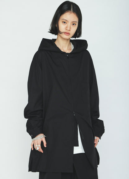 100/2 COTTON BROAD ZIP-UP HOODED SHIRT